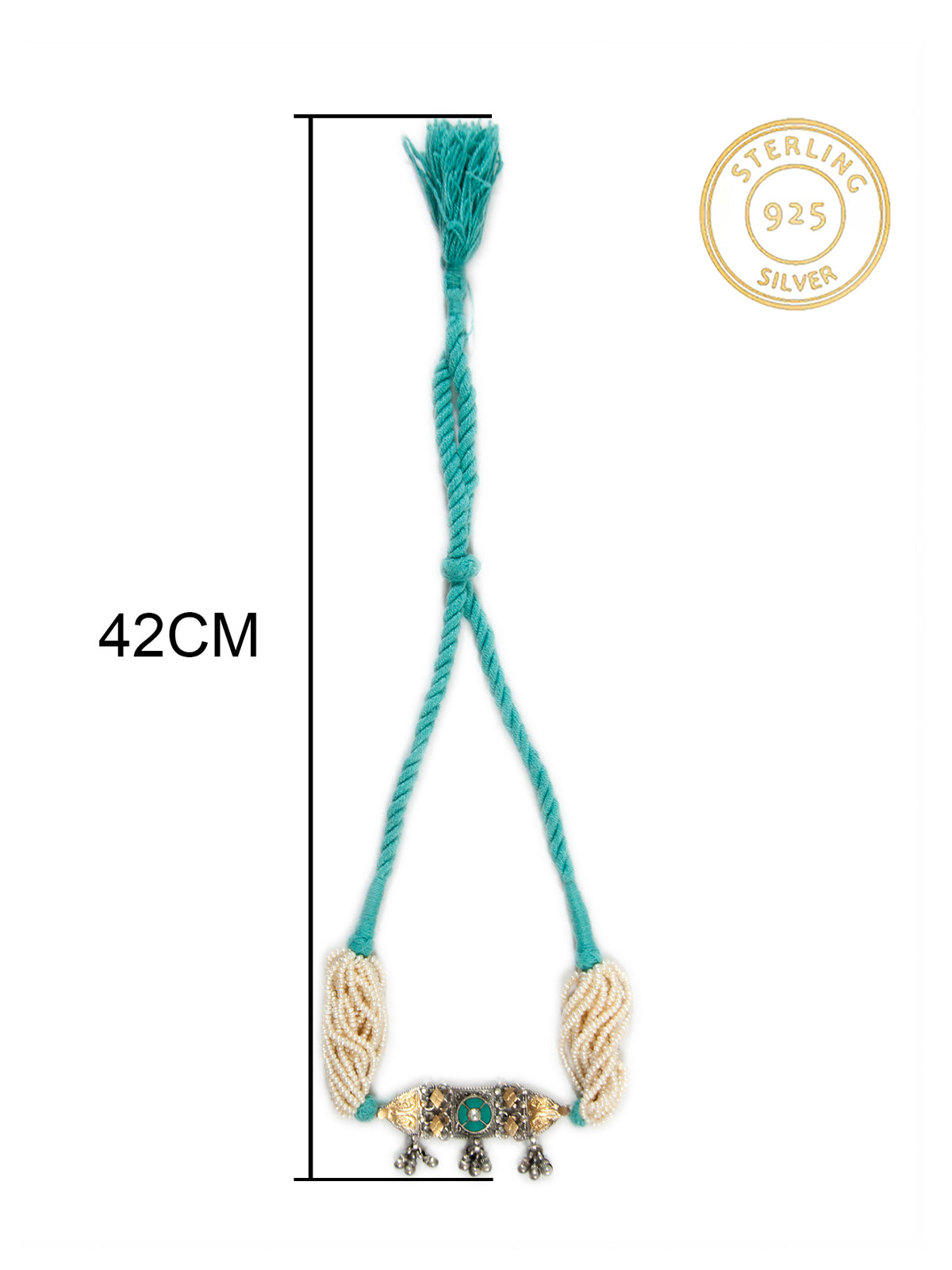Two Tone Pearl Turquoise Kundan Choker view 8