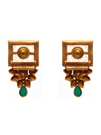 Svarnam Moissanite Orange Carved Stone Studs view 6