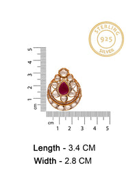 Swarnim Dark Red and White Kundan Studs view 5