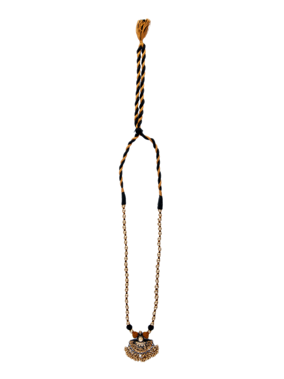 925 Sterling Silver Two Tone 22K Gold Plated Beaded Necklace view 3