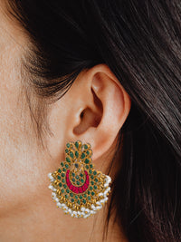 925 Sterling Silver Kundan Chaandbai with Green Onyx and Pearl view 2