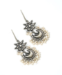 925 Silver Chaand Earrings with Pearls view 4