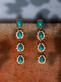 Turquoise Pearl Elegance Earrings view 2
