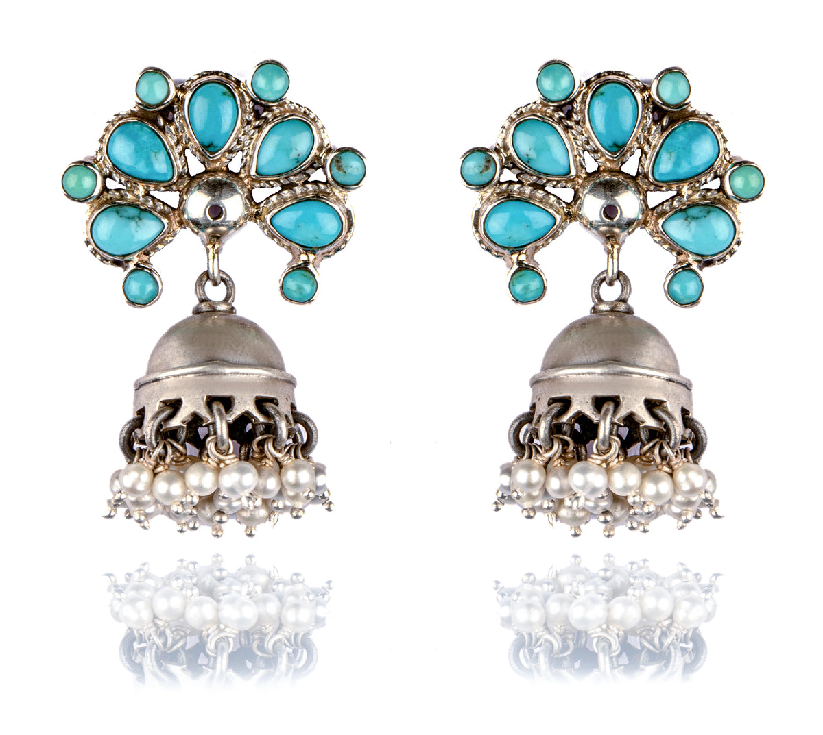 925 Sterling Silver Turquoise Jhumki view 1