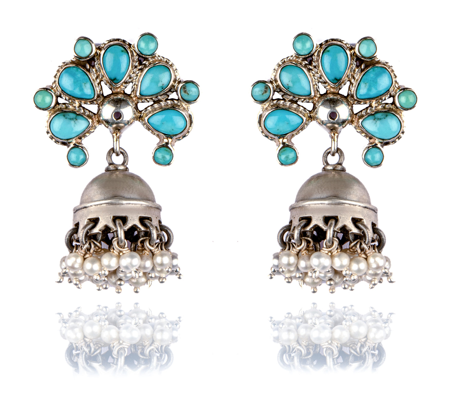 925 Sterling Silver Turquoise Jhumki