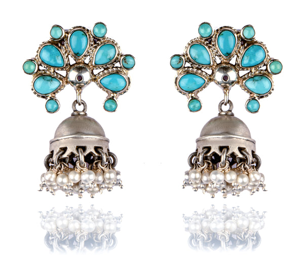 925 Sterling Silver Turquoise Jhumki