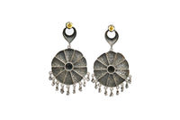 Silver Floral Rawa Earrings with Ghungroos view 2