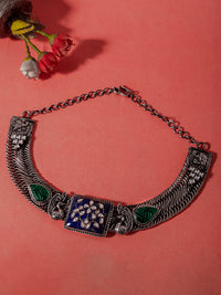 Silver Statement Blue Lapis Fusion Necklace view 2