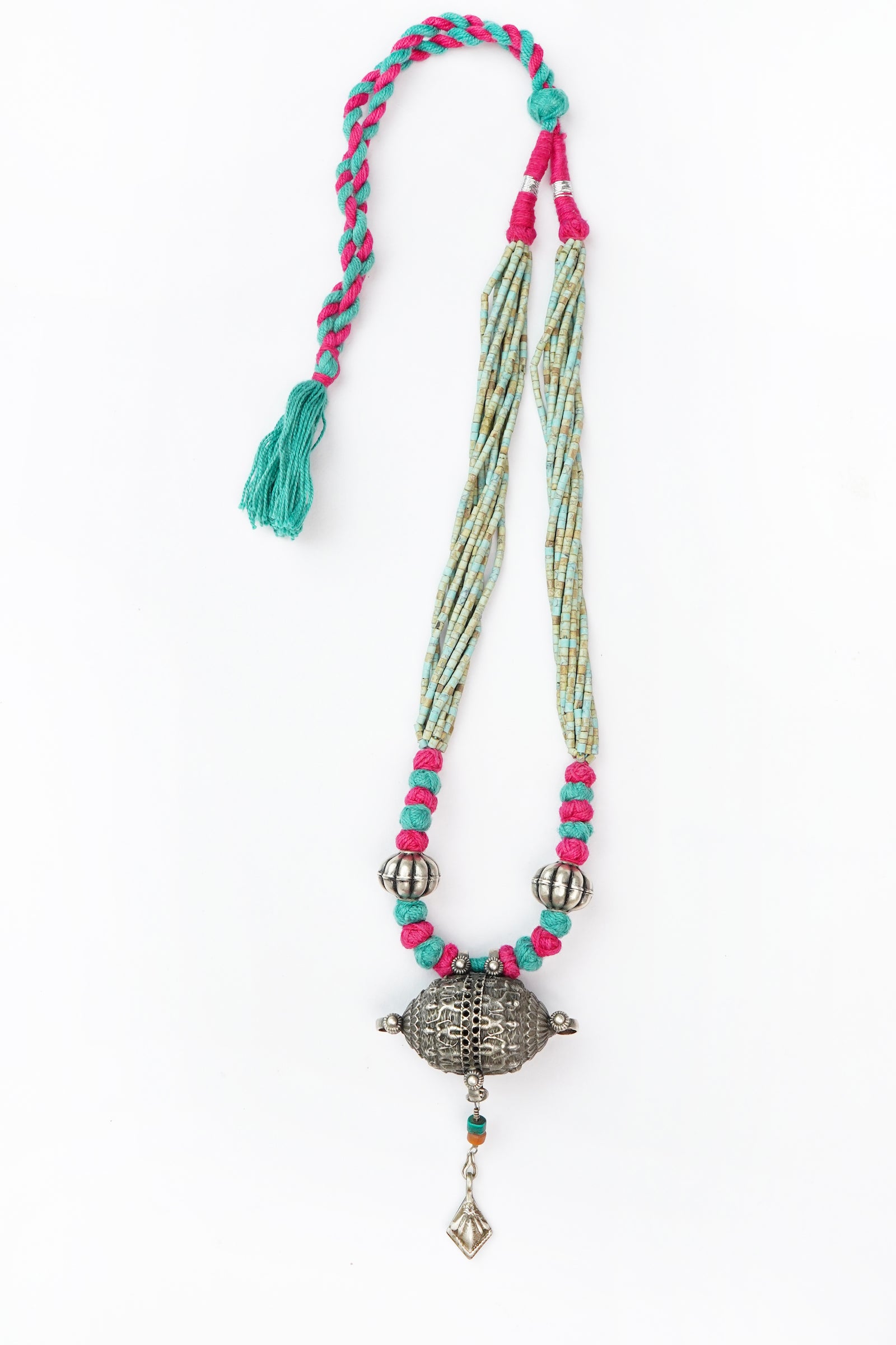 Silver Oxidized Necklace with Turquoise Beads - Neeta Boochra Jewellery