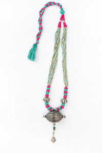 Silver Oxidized Necklace with Turquoise Beads view 1