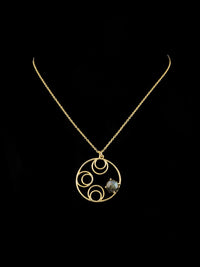 Gold Plated Circular Necklace with Labradorite Gemstone view 1