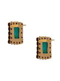 925 Sterling Silver 22K Gold Plated Turquoise, Ruby, Kundan Studs Earring view 6
