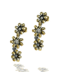 925 Silver Two Tone Floral Earrings view 3