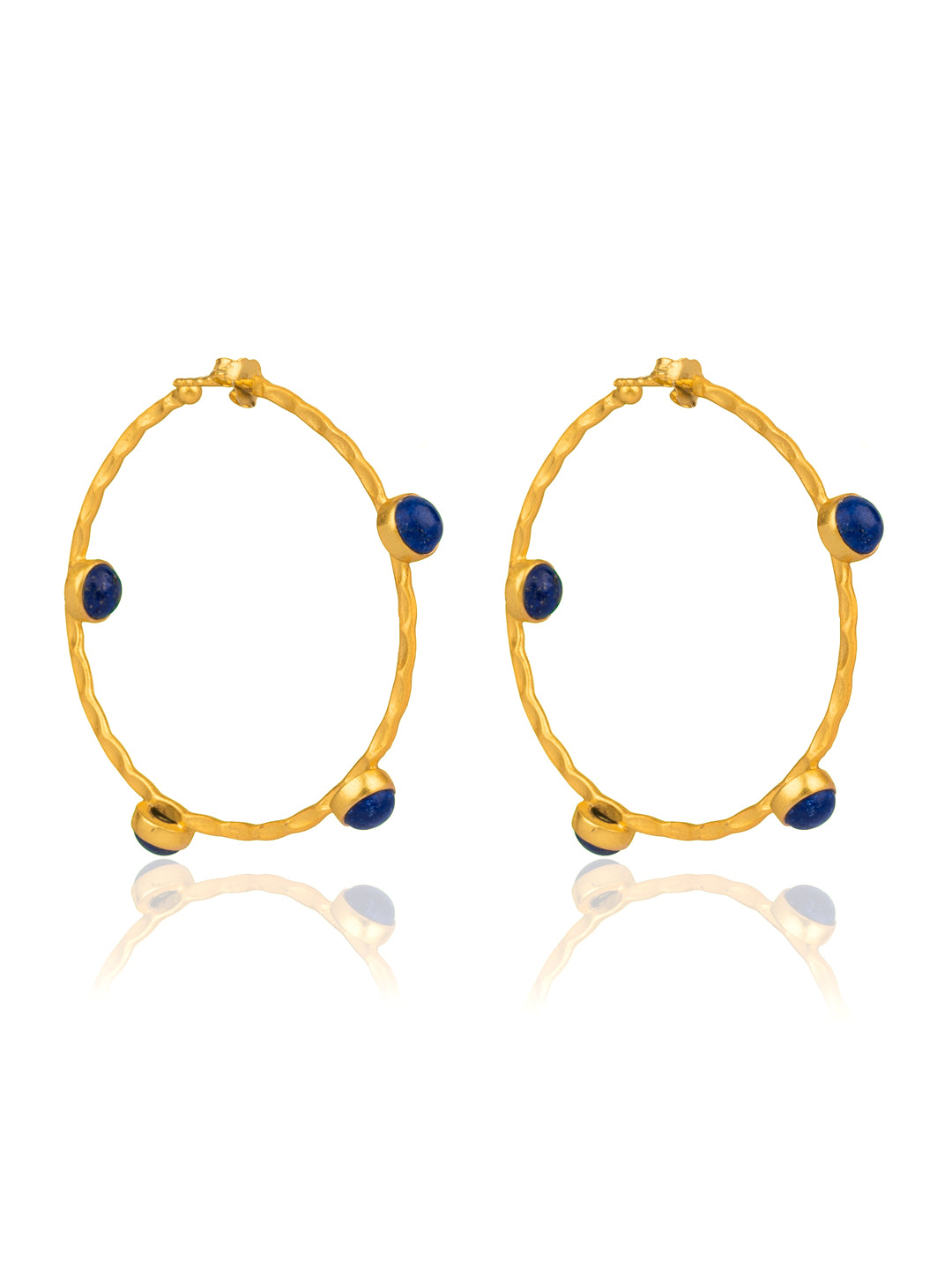 Big Circular Blue Lapis Hoops view 1
