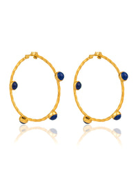 Big Circular Blue Lapis Hoops view 1