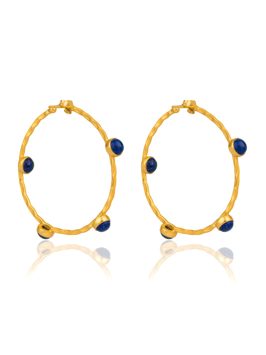 Big Circular Blue Lapis Hoops