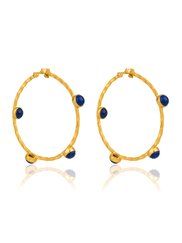 Big Circular Blue Lapis Hoops
