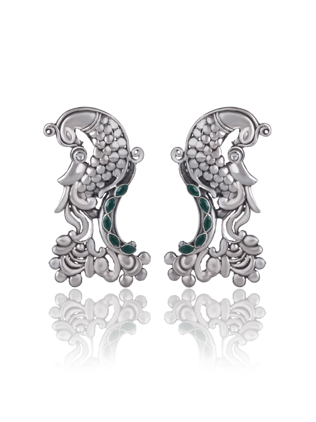 Fish Earrings with Green Onyx Gemstone view 1