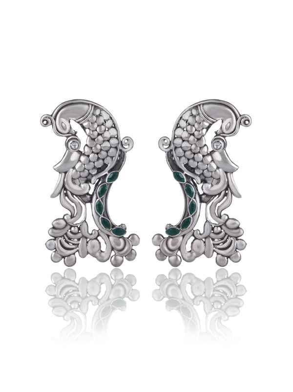 Fish Earrings with Green Onyx Gemstone
