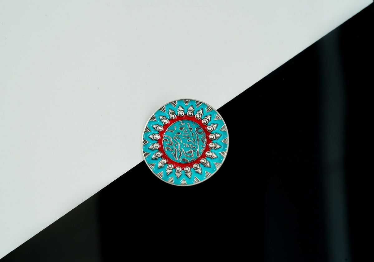 Sky Blue and Red Ring view 3
