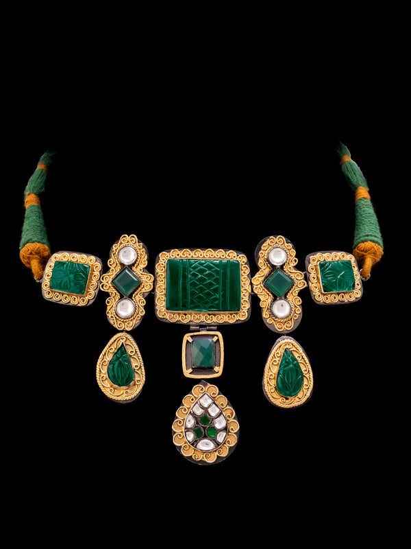 925 Sterling Silver Statement Designer Necklace (Big) with Kundan alternate