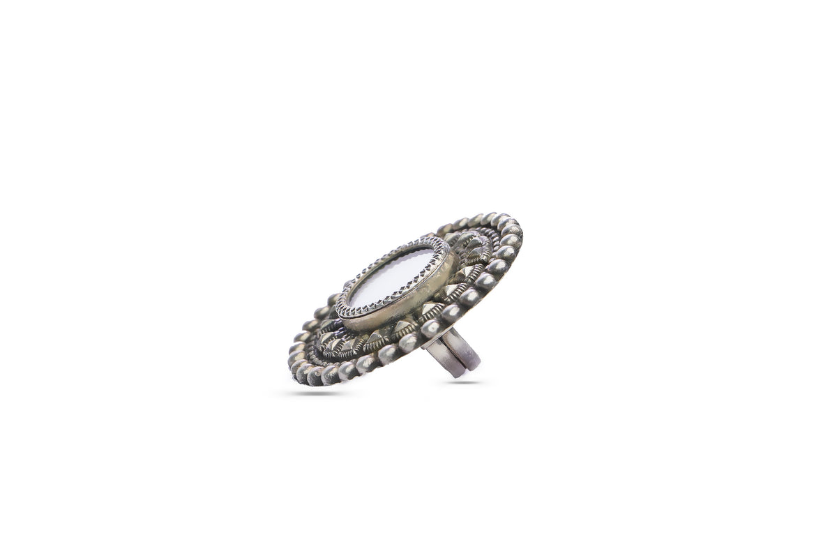 Silver Oxidized Rawa Ring with Mirror view 2
