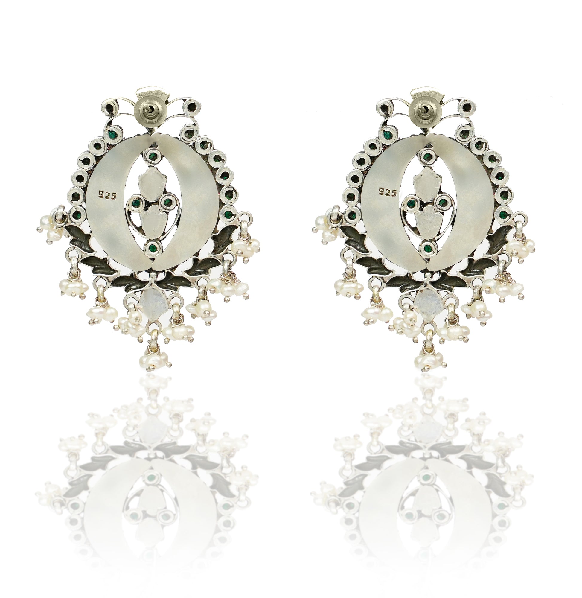 925 Silver Multicolor Statement Earrings - Neeta Boochra Jewellery