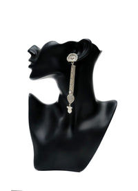 925 Silver Long Paan Earrings with Pearls view 3