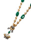 925 Sterling Silver Two Tone 22K Gold Plated Dholki Necklace With Green Onyx Gemstone and Beads