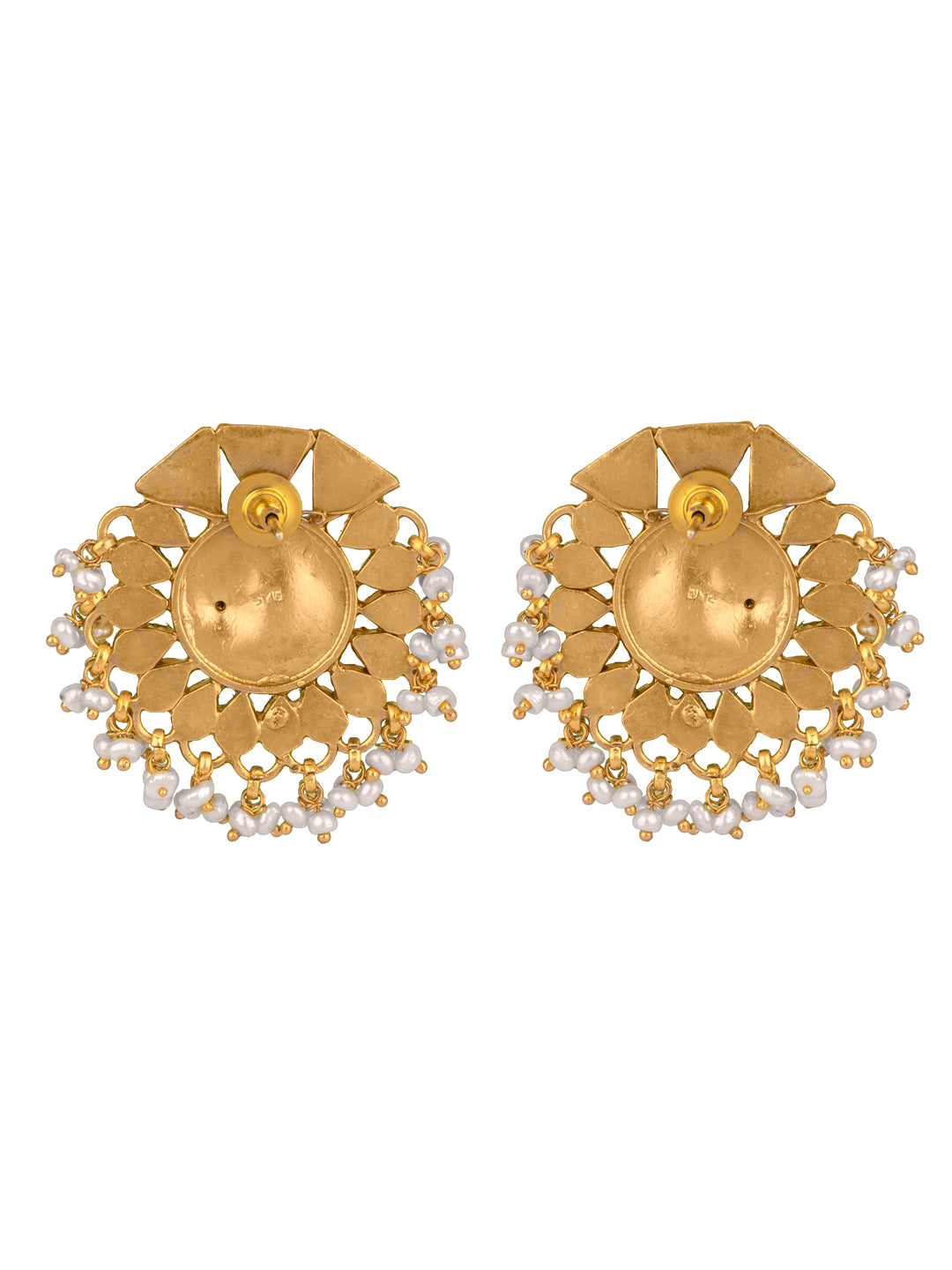925 Sterling Silver Gold Plated Floral Chitai Earrings view 5