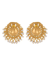 925 Sterling Silver Gold Plated Floral Chitai Earrings view 5