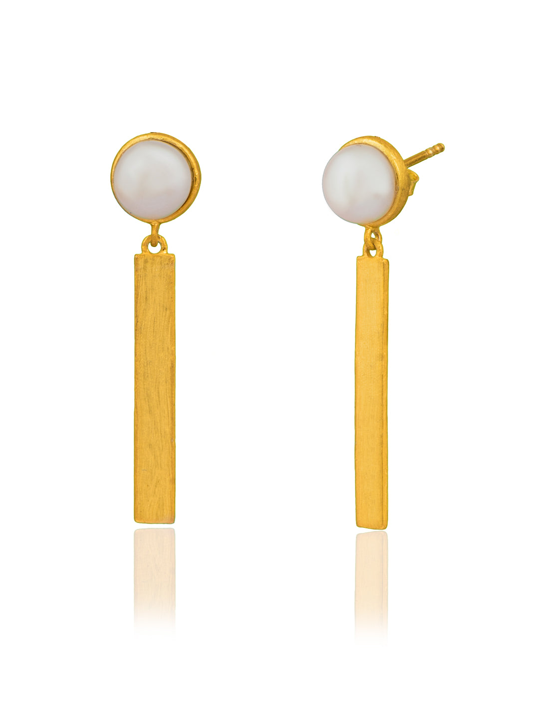 Pearl Gold Plated Lightweight Earrings view 1