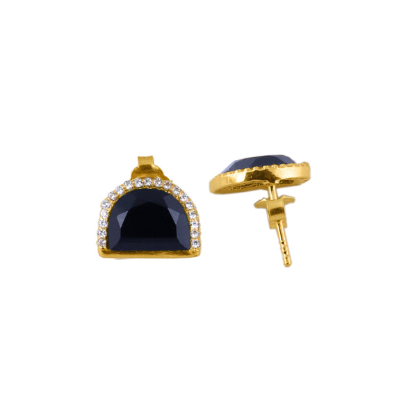 925 Silver Gold Plated Black Onyx Studs alternate