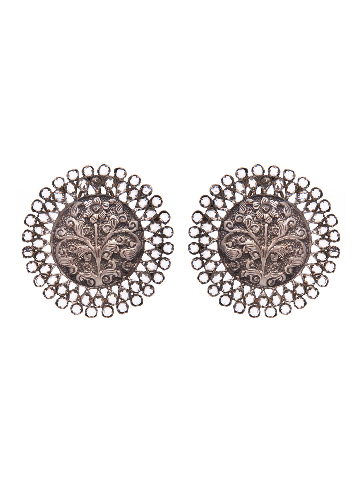 925 Sterling Silver Checker Crystal Earring view 3