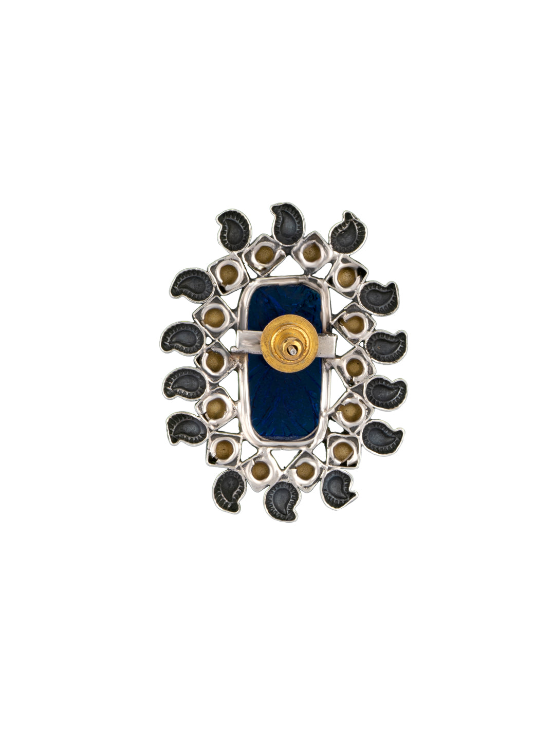 Big Kundan Studs with Blue Carved Stone and Kundan view 3
