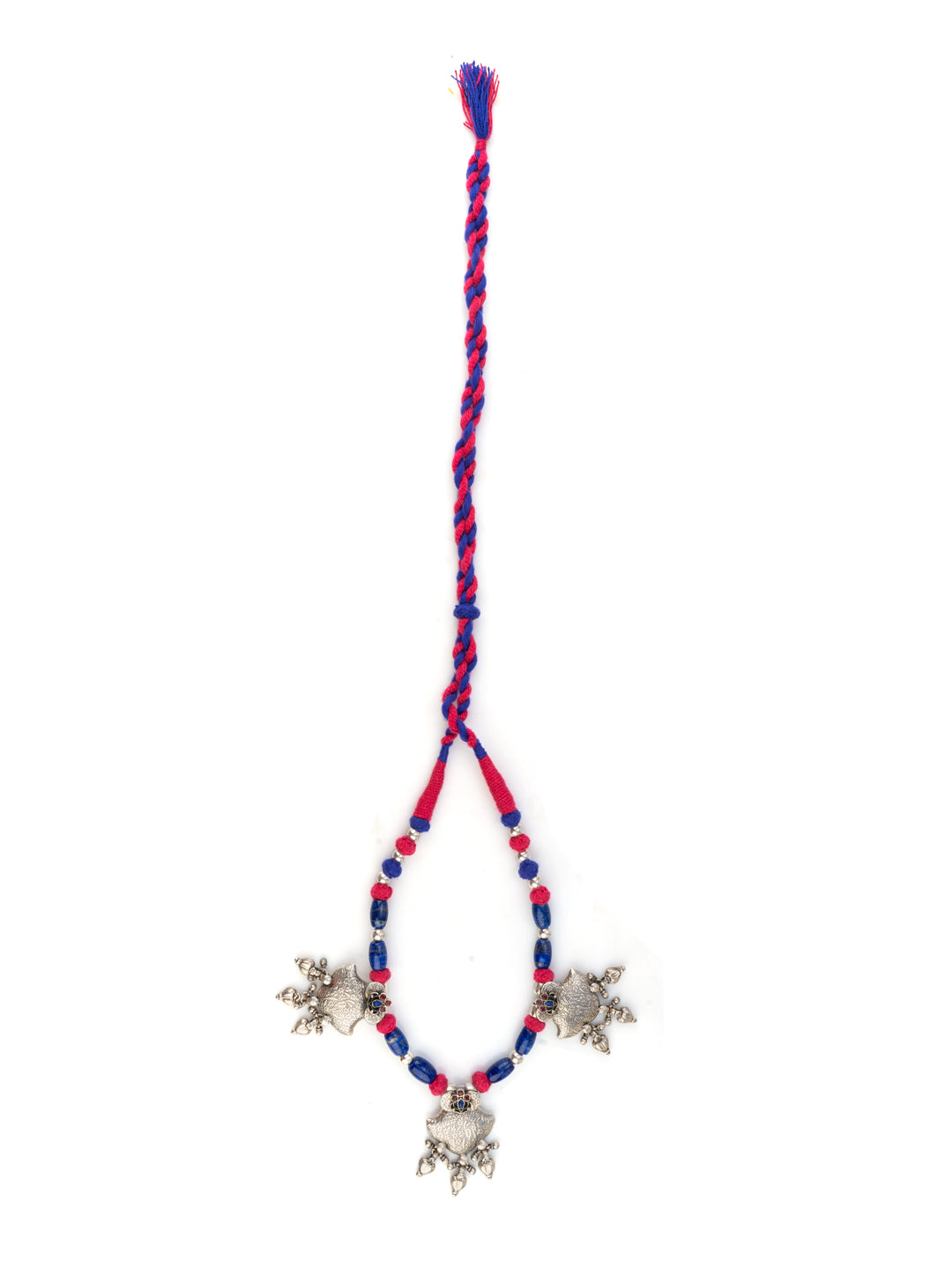 Antique Blue Lapis Beaded Necklace with Adjustable Patwa Thread view 2