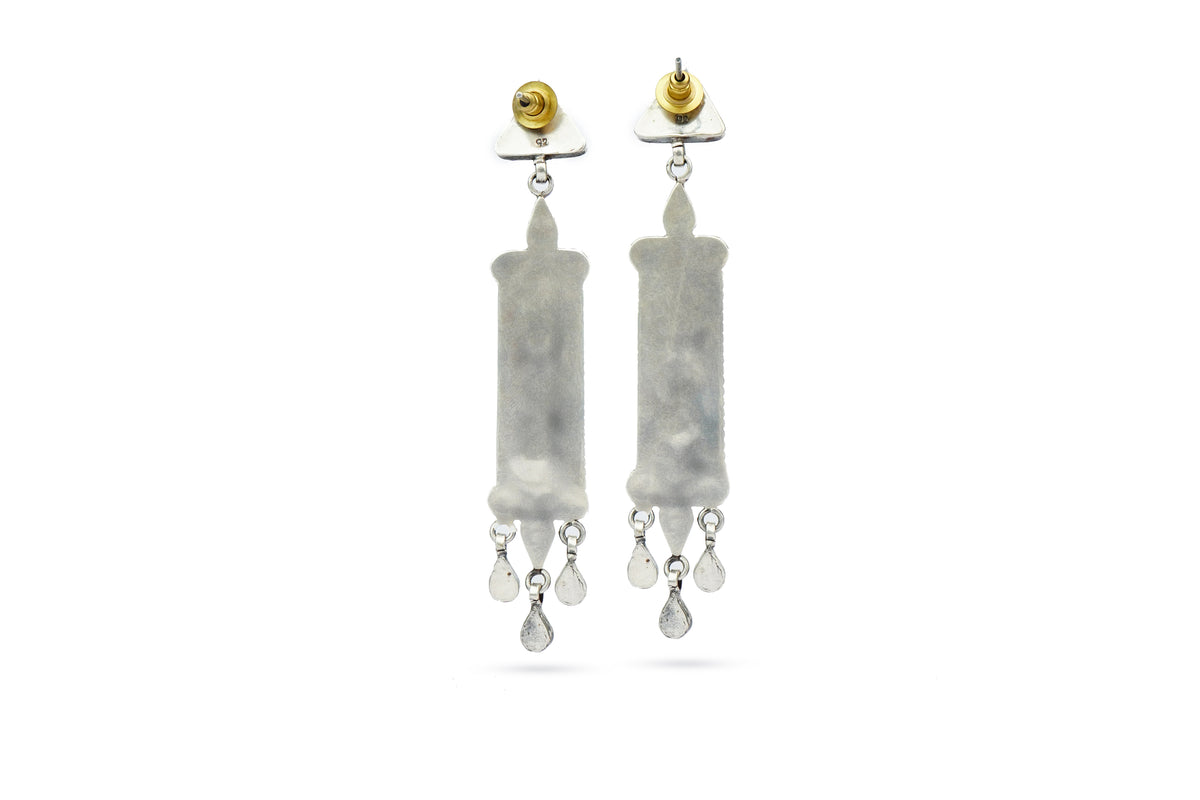 Silver Earrings with Yellow Glass view 2
