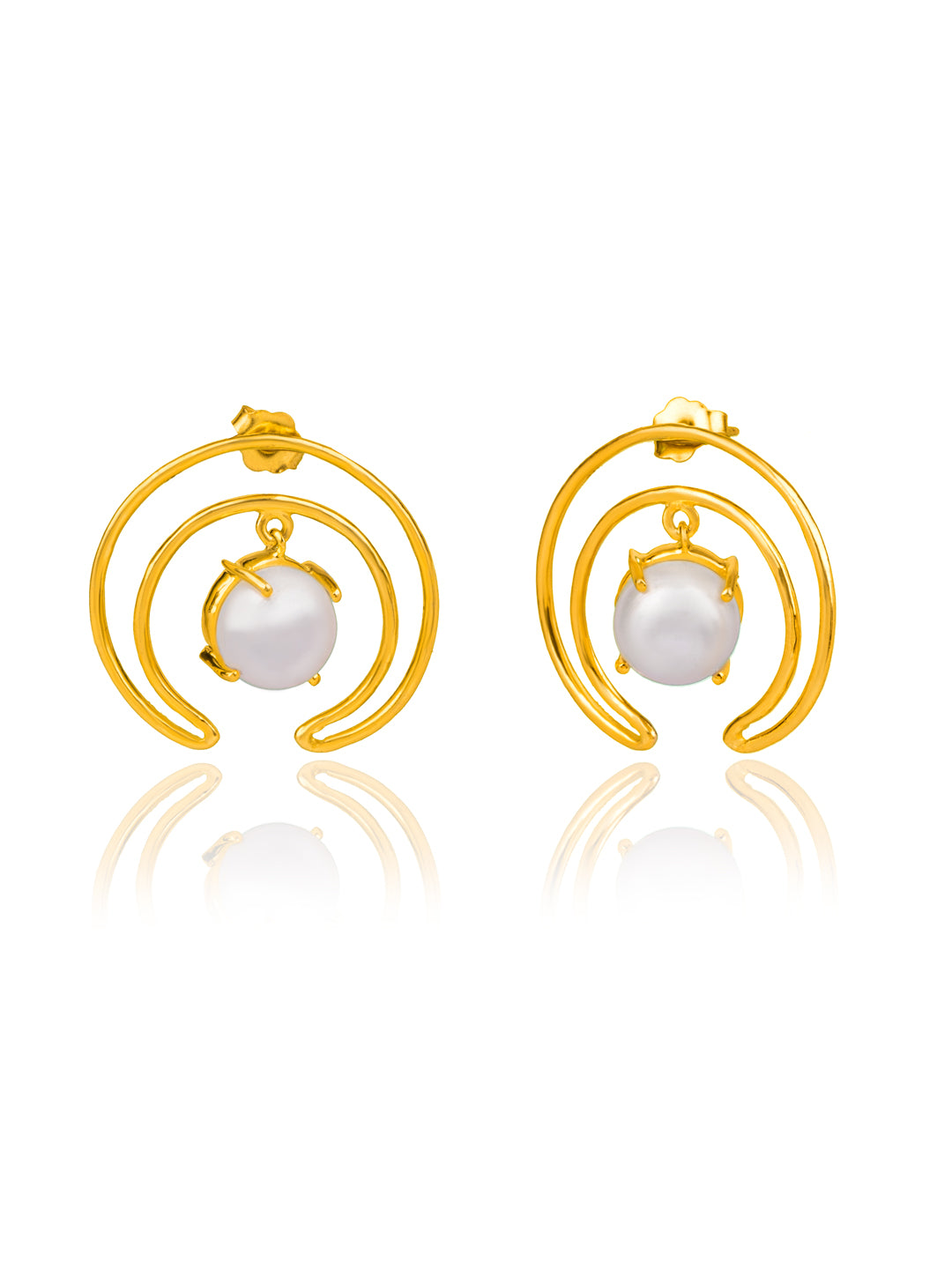 Gold Plated Pearl Hoops view 1