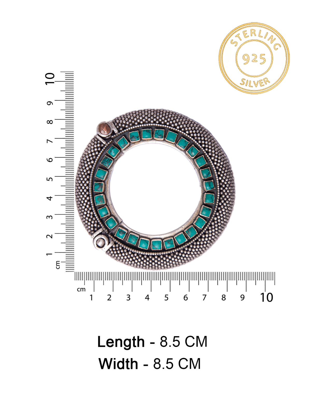 Silver Statement Turquoise Kundan Bangle view 5