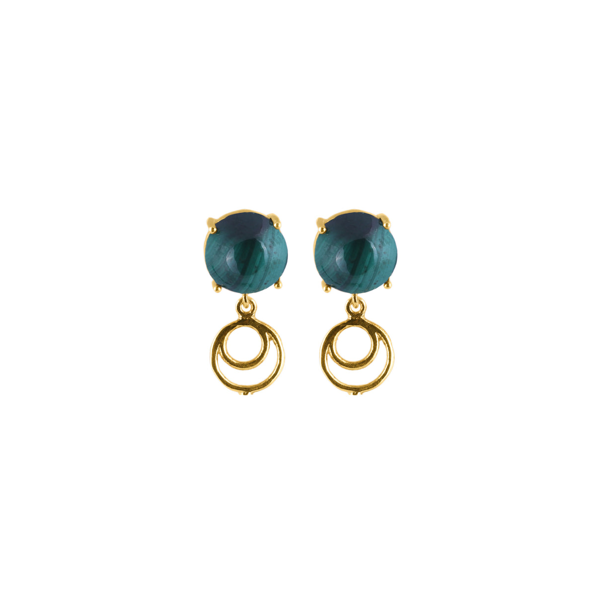 925 Silver Studs with Green Malachite Gemstone view 3
