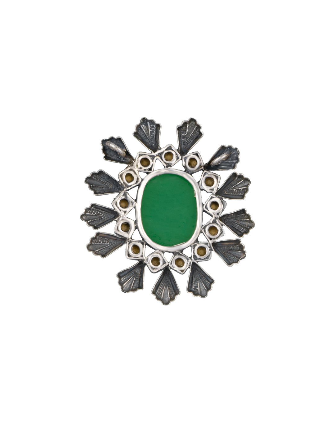 Big Green Carved Stone and Pearl Studs view 2