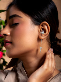 Silver Trishul Earrings view 4