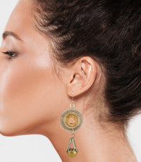 925 Sterling Silver Two Tone Danglers with Rawa work view 4
