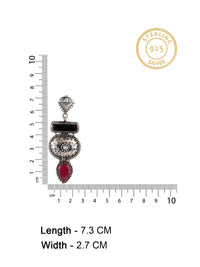 925 Sterling Silver Statement Earrings with Black Onyx and Ruby view 4