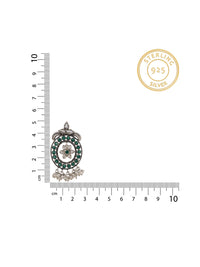 Floral Green Onyx and Pearl Earring view 3