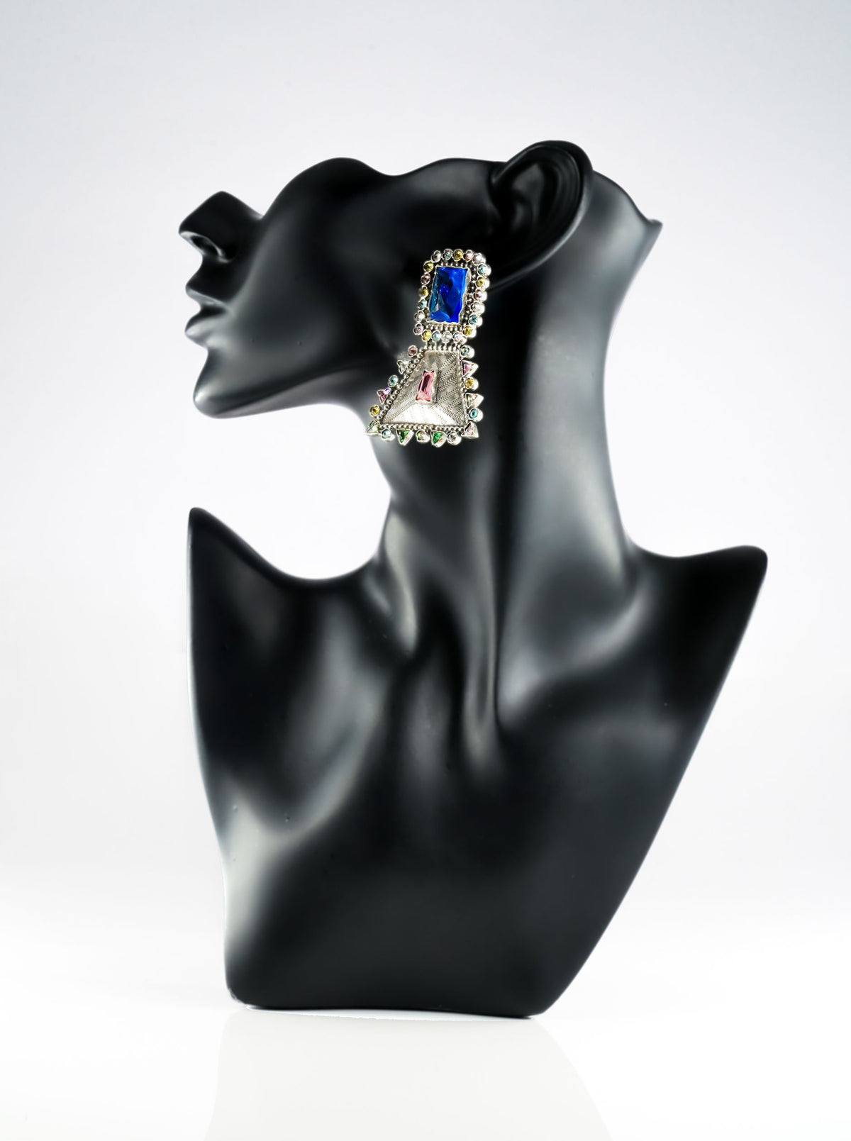 Multicolored Earring with Blue Stone view 3