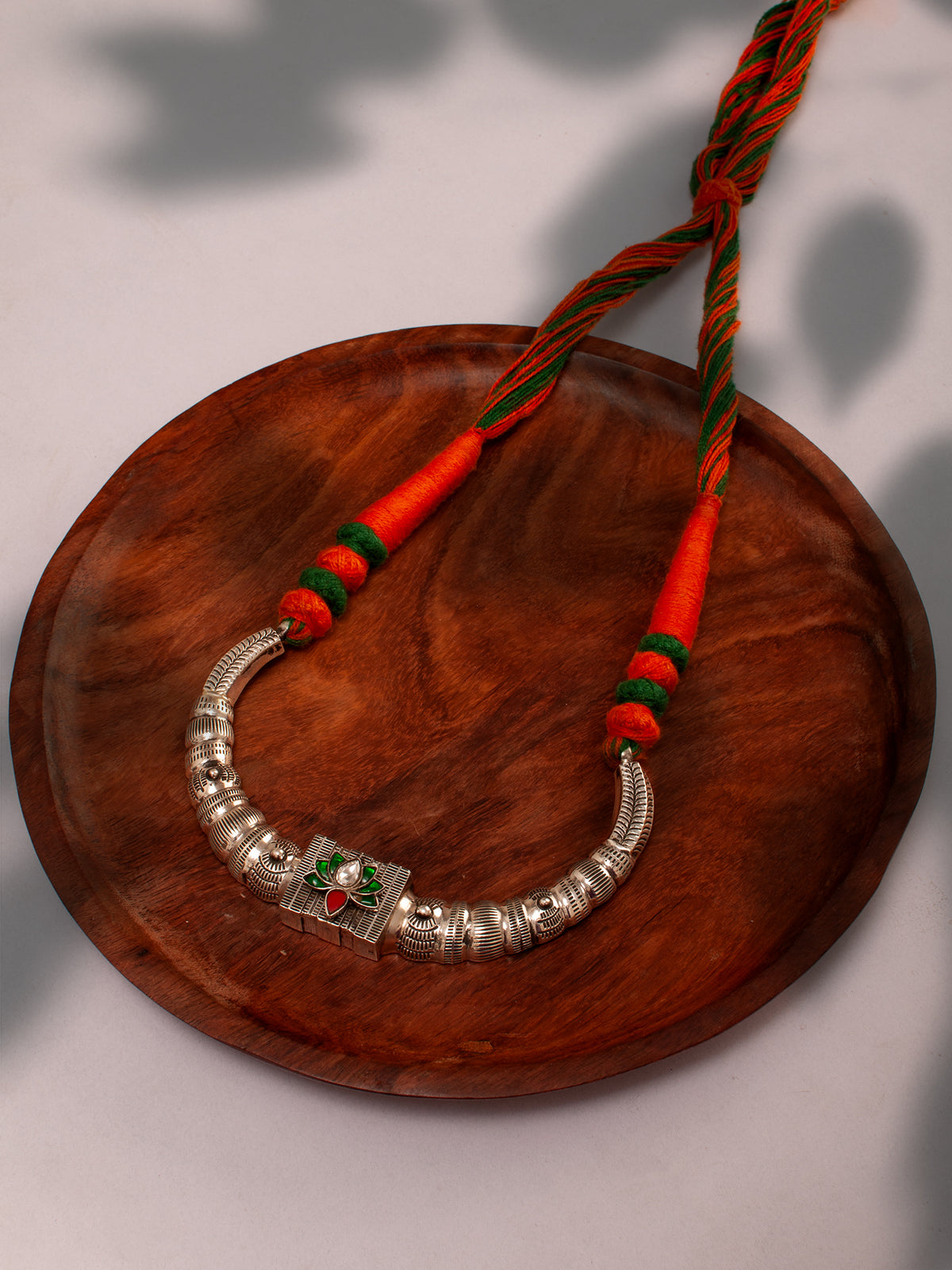 925 Sterling Silver Necklace With Multicolor Kundan view 7