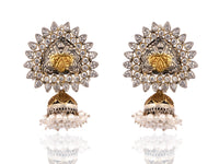 925 Sterling Silver Two Tone Jhumki with Kundan view 1