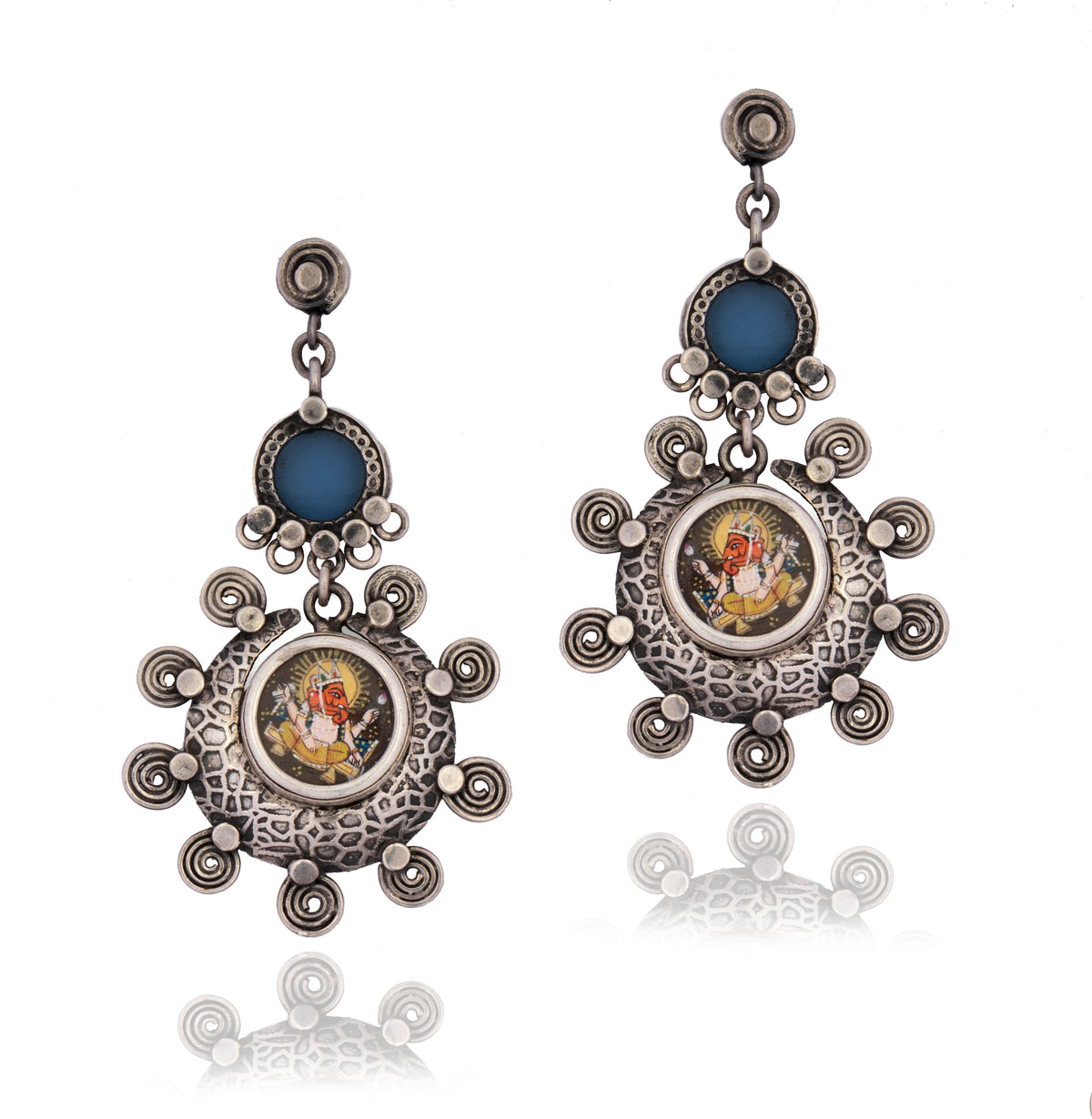 925 Sterling Silver Lord Ganesha Earrings view 1
