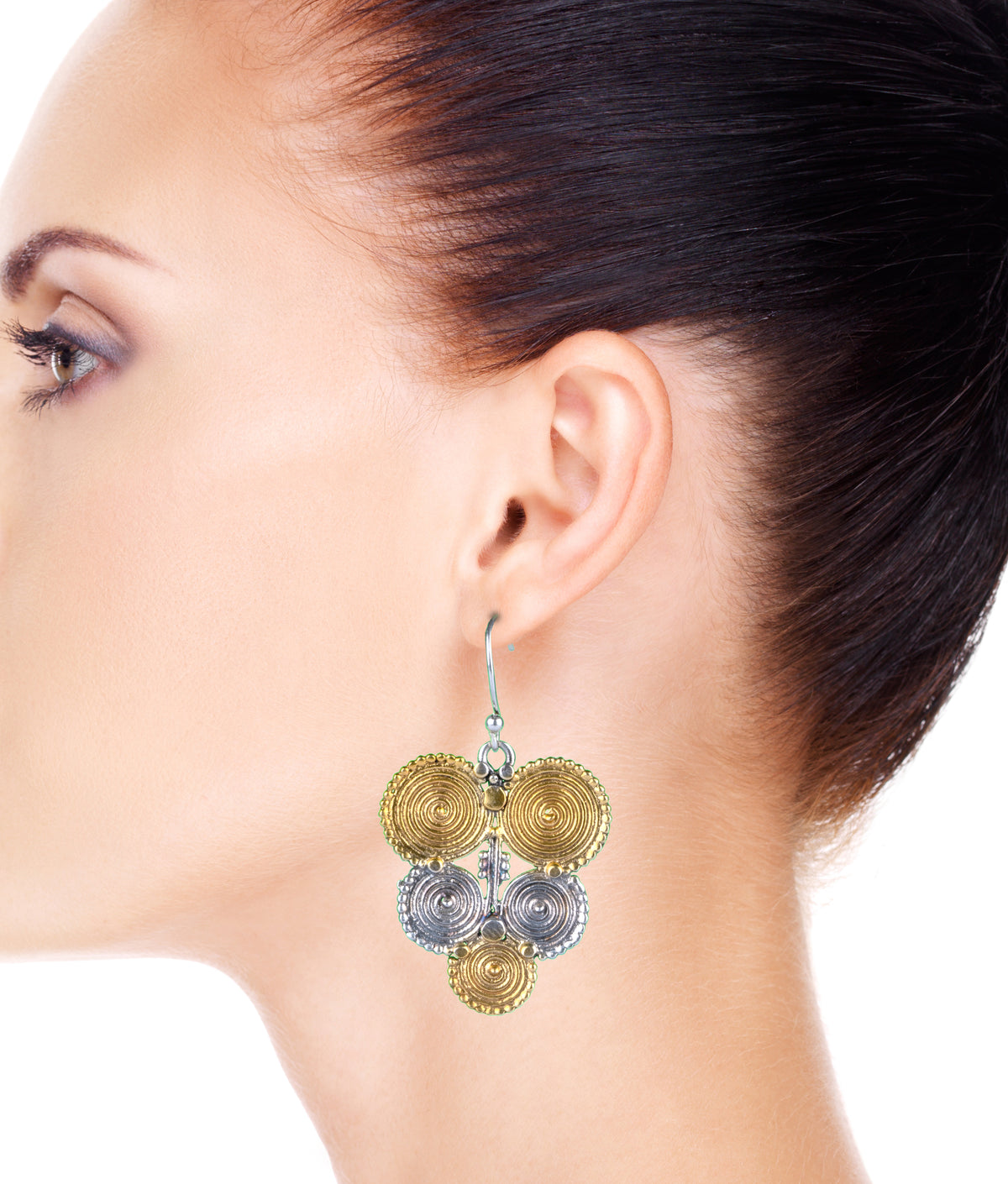 925 Sterling Silver Two Tone Rawa Danglers with Rawa Work view 4